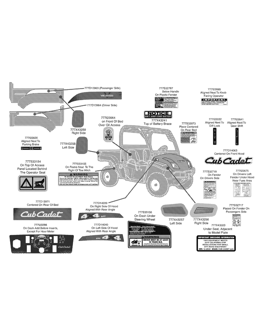 Label Map 4x4 Kohler Efi Diagram and Parts List for 465 4X4-EFI-1I029Z-1H020Z-37BMD710 Cub Cadet Lawn Tractor Accessories